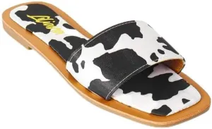 Liliana Women's Comfortable Slip-on Block Square Toe Flat Sandals with Cushioned Footbed - Perfect for Summer Beach Vacation Outfits, MINDEE-2