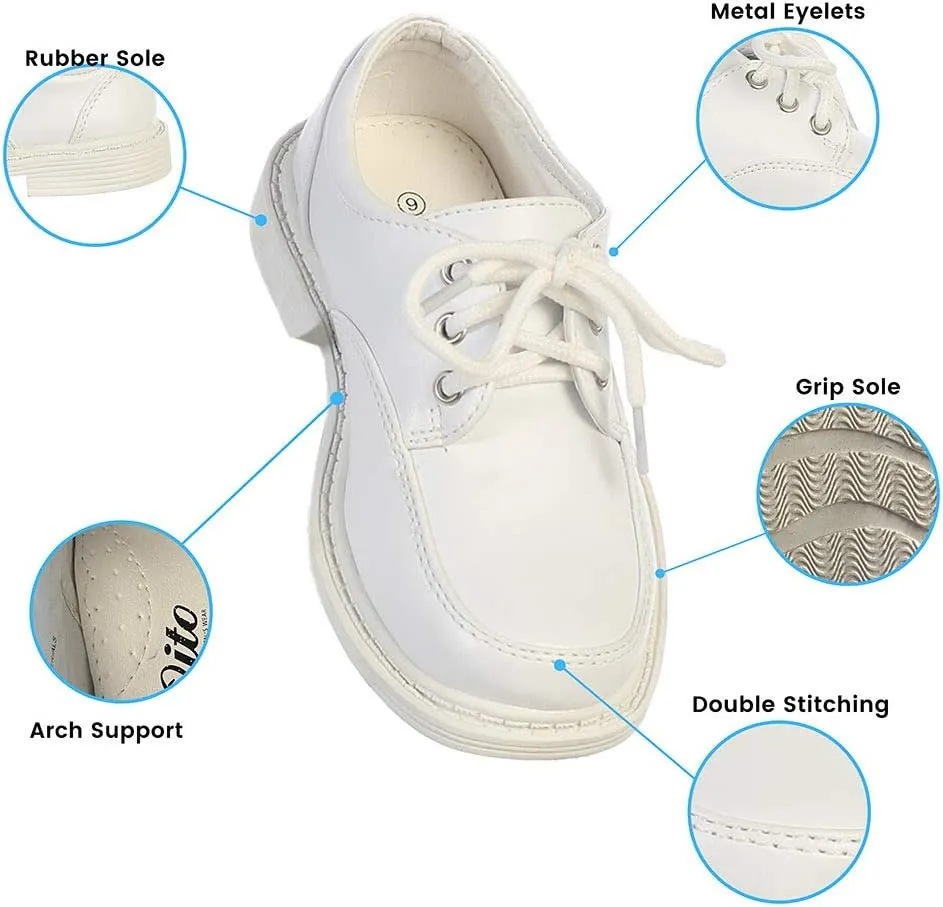 Lito Children's Wear Boys Dress Shoe - Lace Up Communion - Wedding, Graduation, Formal Matte Shoe