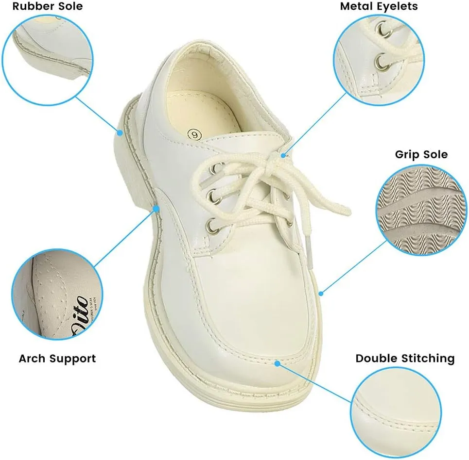 Lito Children's Wear Boys Dress Shoe - Lace Up Communion - Wedding, Graduation, Formal Matte Shoe