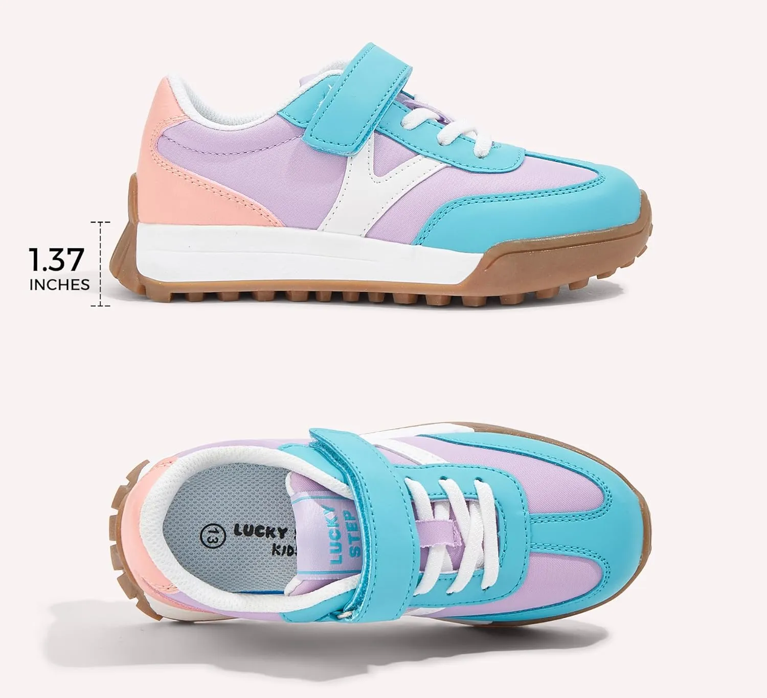 LUCKY STEP Kids Sneakers for Girls Boys Colorful Storybook Lightweight Running Shoes Hook and Loop Walking Anti-Slip Casual Shoes Athletic Unisex-Child Toddler