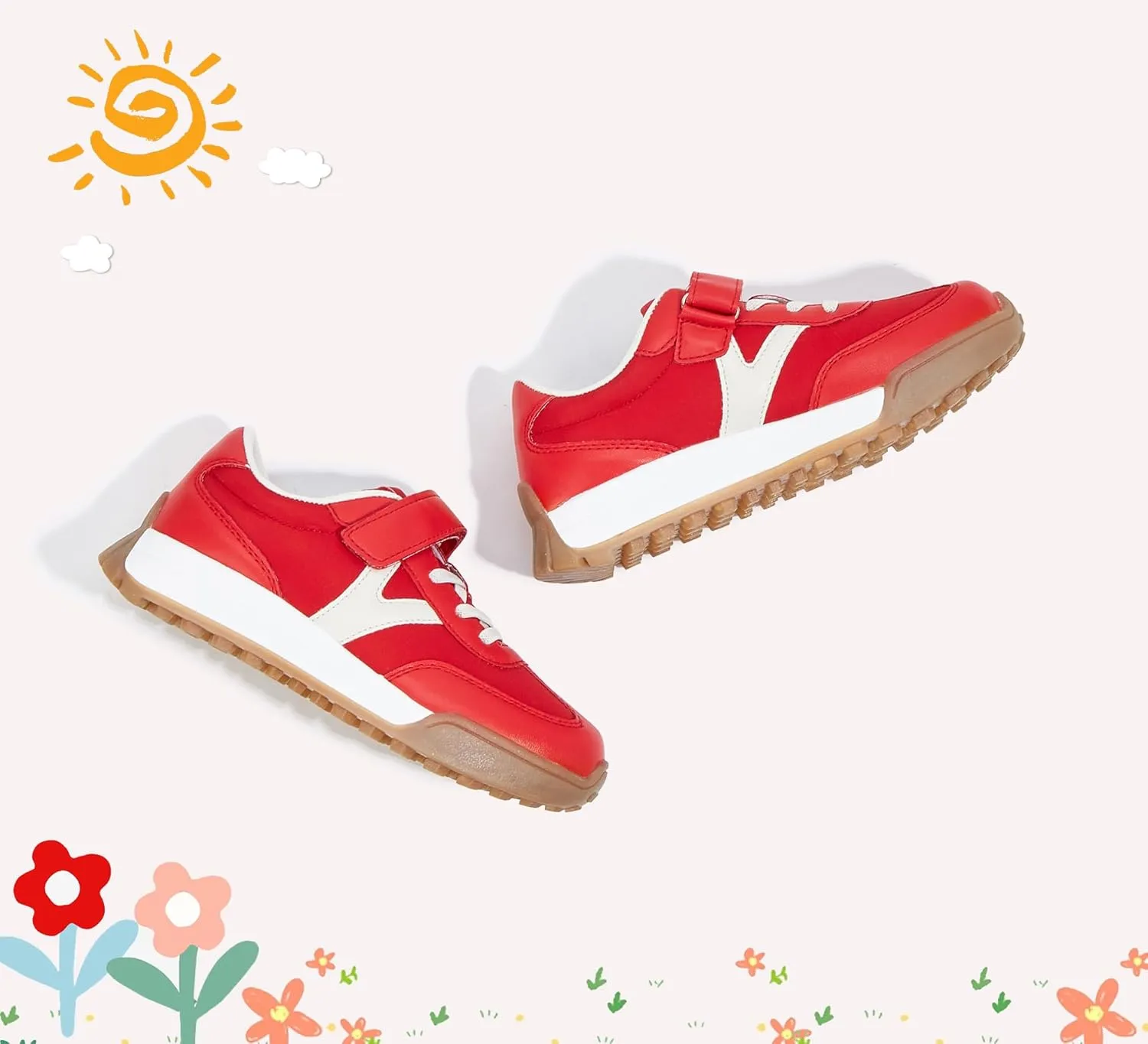 LUCKY STEP Kids Sneakers for Girls Boys Colorful Storybook Lightweight Running Shoes Hook and Loop Walking Anti-Slip Casual Shoes Athletic Unisex-Child Toddler