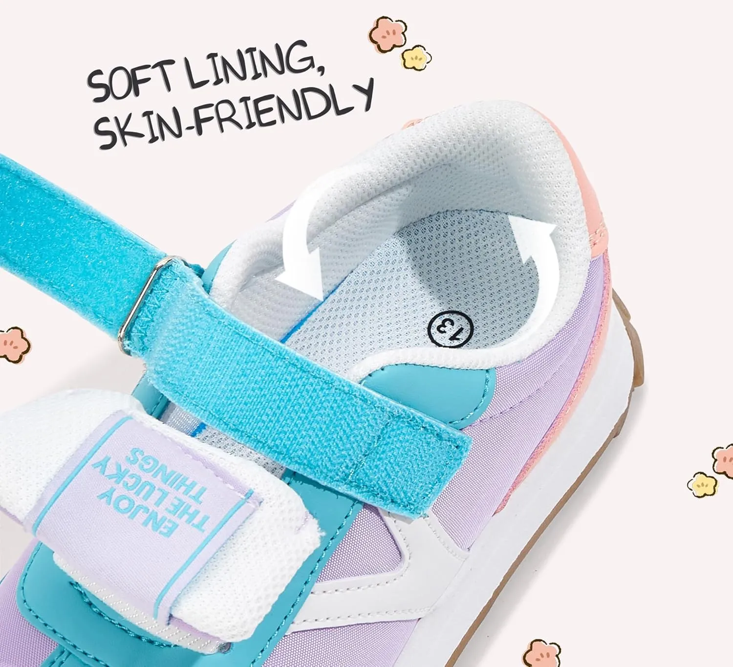 LUCKY STEP Kids Sneakers for Girls Boys Colorful Storybook Lightweight Running Shoes Hook and Loop Walking Anti-Slip Casual Shoes Athletic Unisex-Child Toddler
