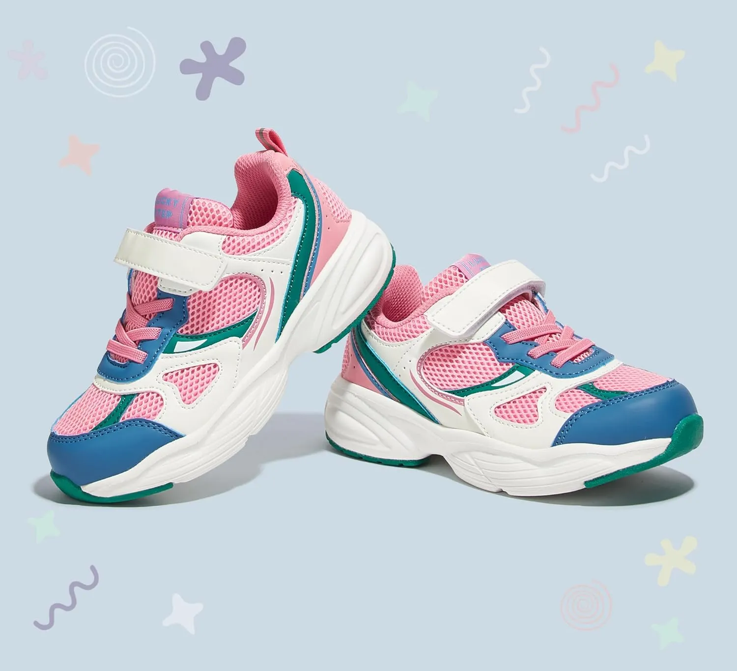 LUCKY STEP Kids Tennis Running Shoes for Children Athletic Sports Gym Lightweight Casual Walking Wide Shoes Toddler School Sneakers