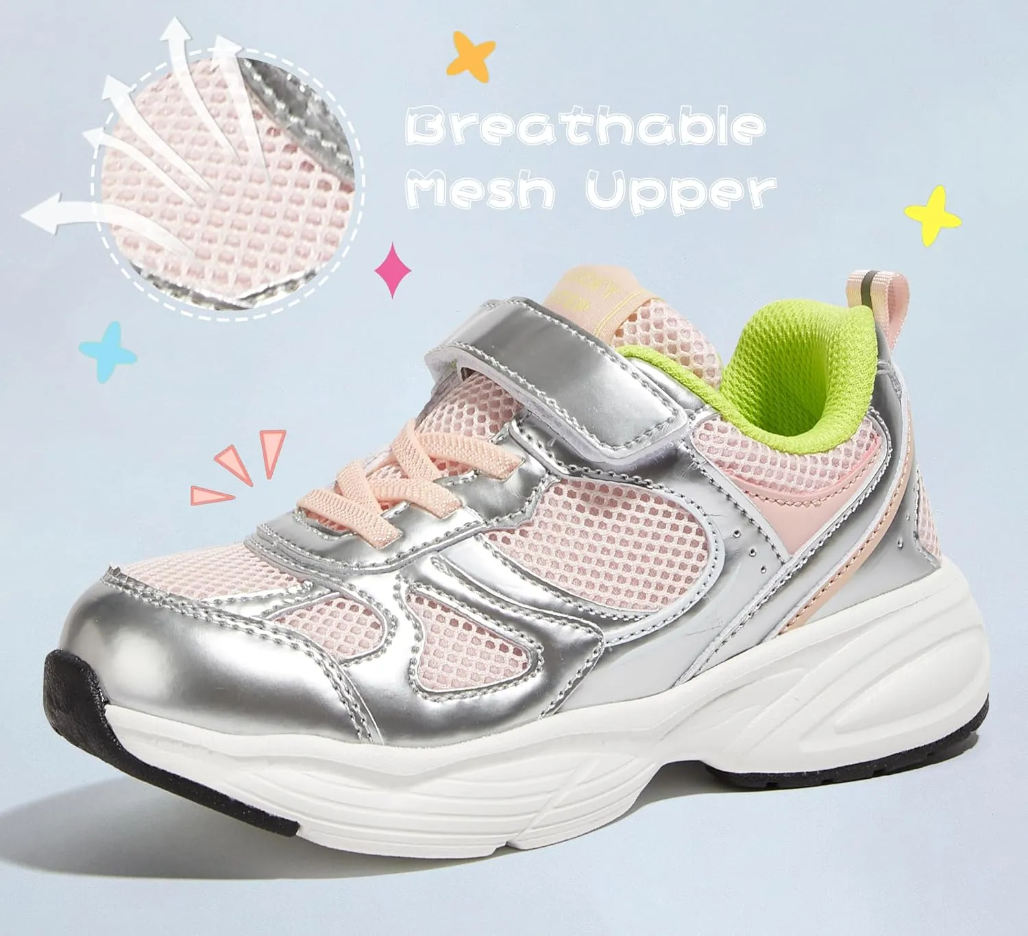 LUCKY STEP Kids Tennis Running Shoes for Children Athletic Sports Gym Lightweight Casual Walking Wide Shoes Toddler School Sneakers
