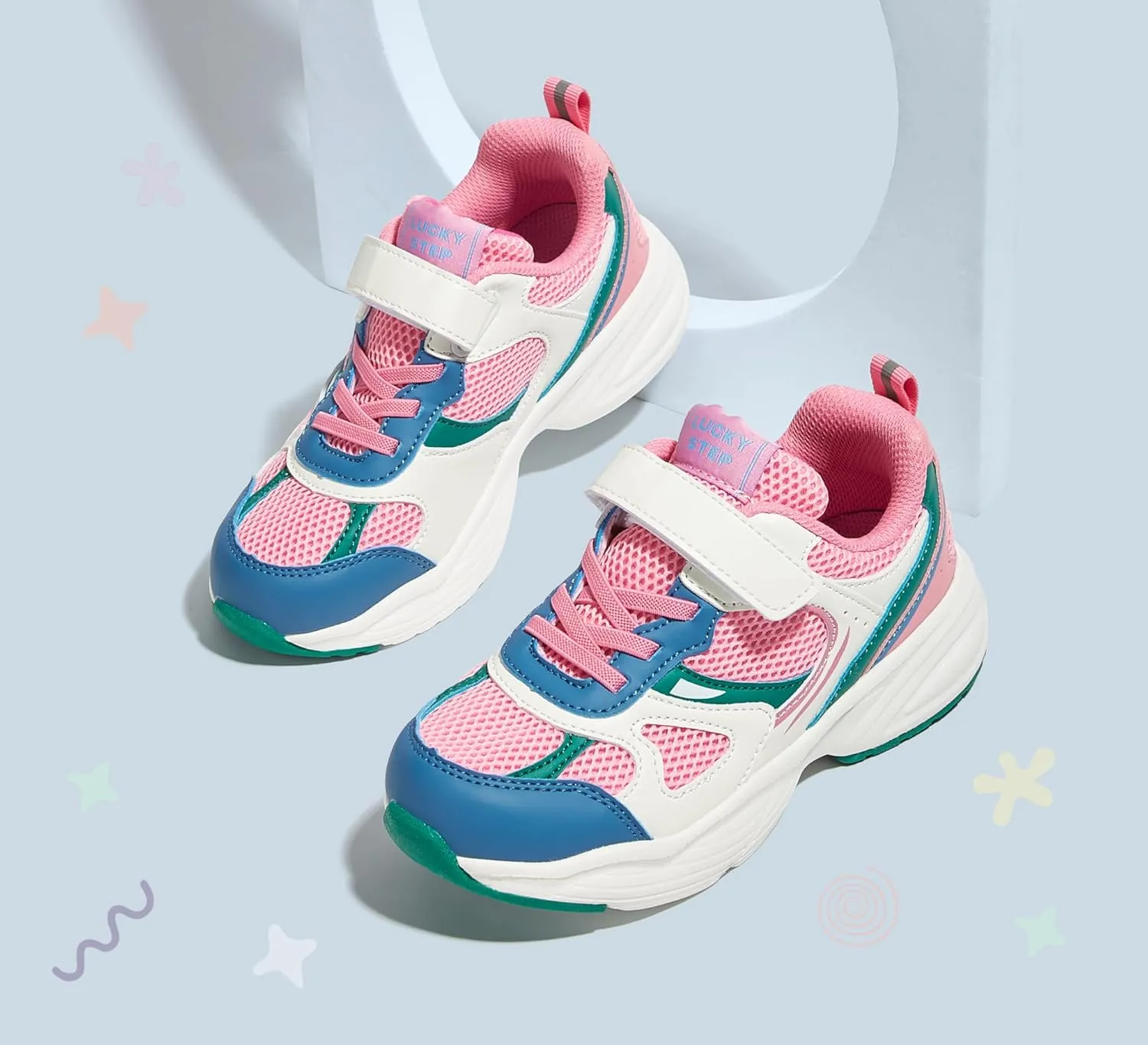 LUCKY STEP Kids Tennis Running Shoes for Children Athletic Sports Gym Lightweight Casual Walking Wide Shoes Toddler School Sneakers