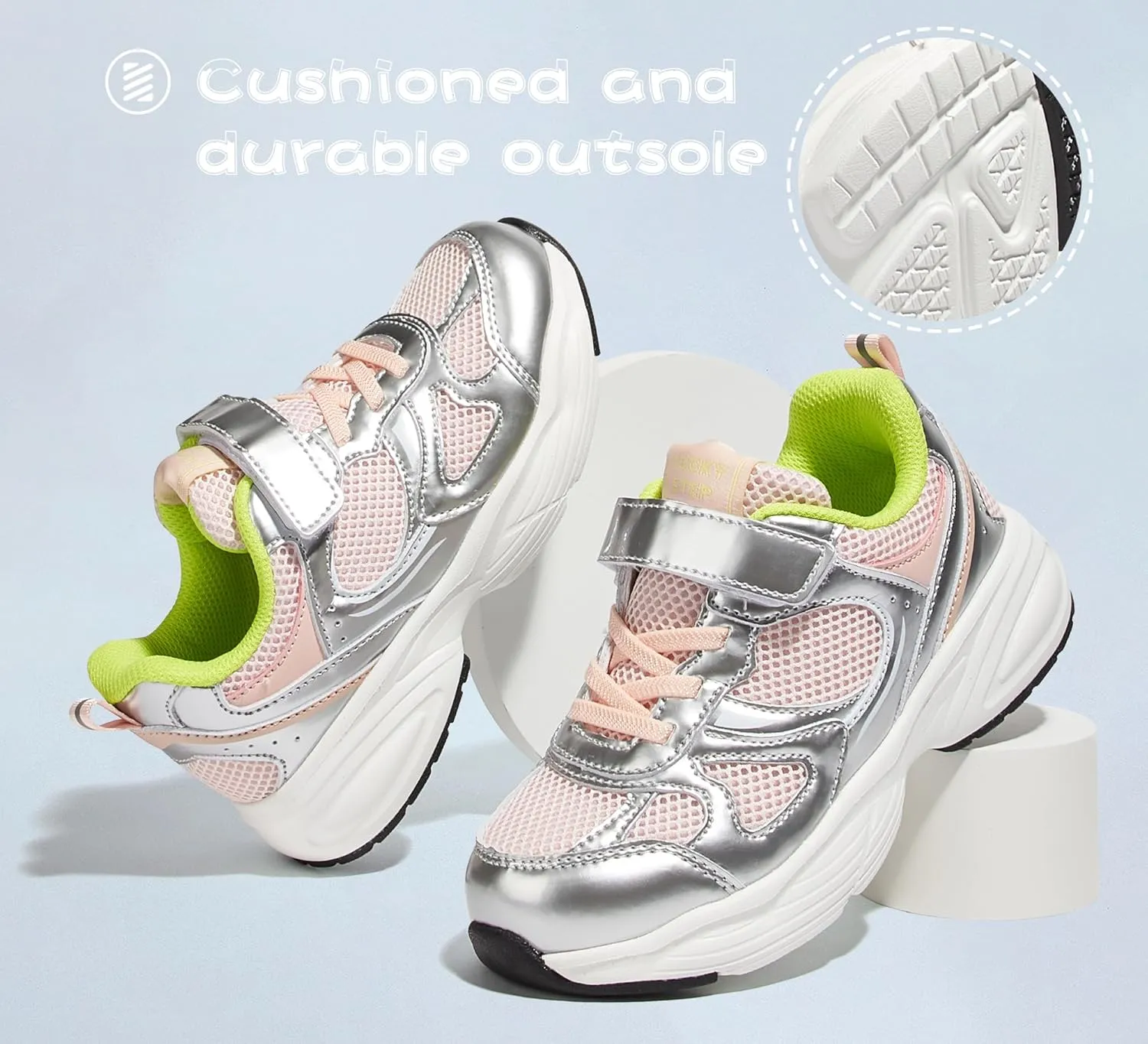 LUCKY STEP Kids Tennis Running Shoes for Children Athletic Sports Gym Lightweight Casual Walking Wide Shoes Toddler School Sneakers