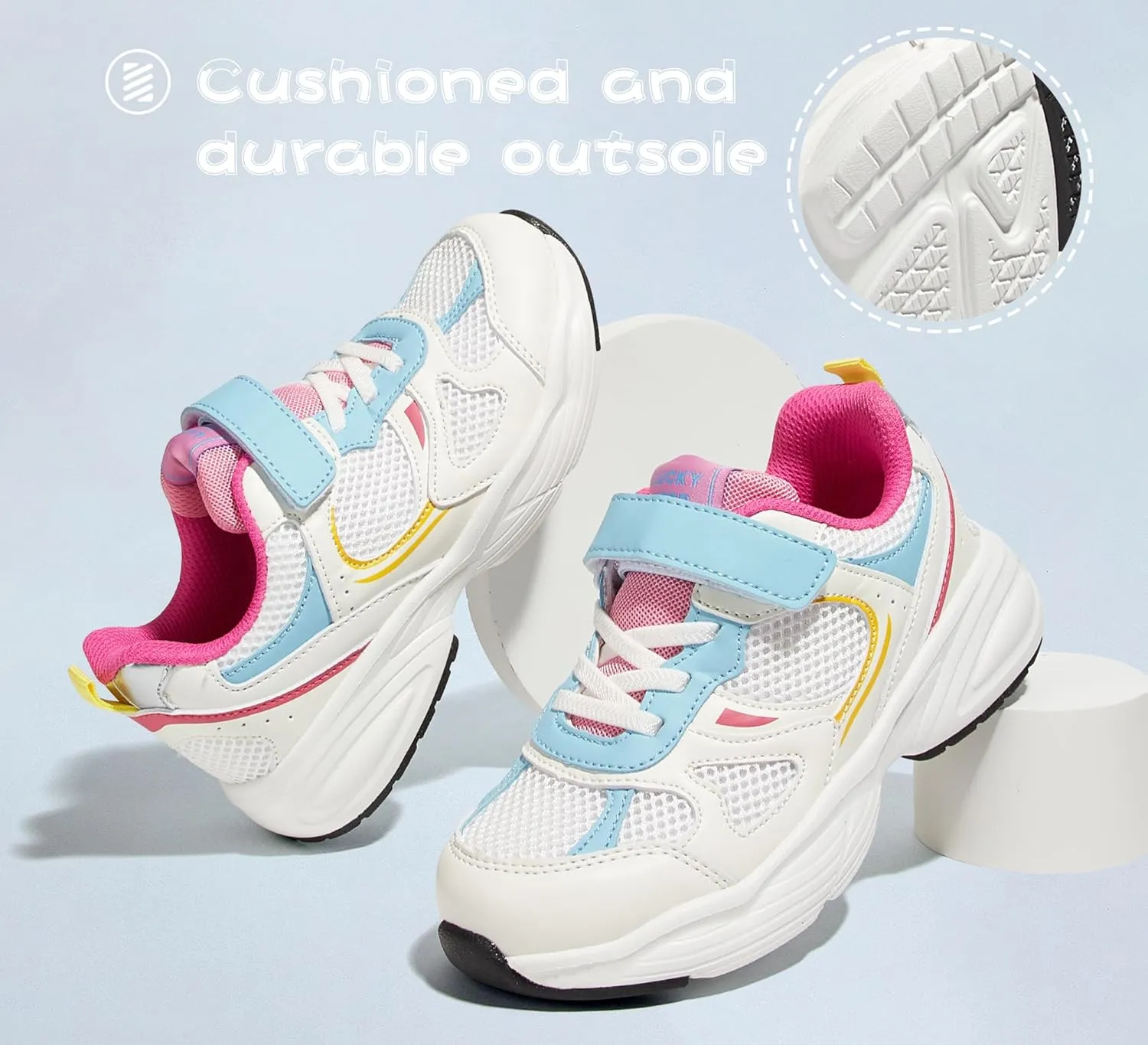 LUCKY STEP Kids Tennis Running Shoes for Children Athletic Sports Gym Lightweight Casual Walking Wide Shoes Toddler School Sneakers