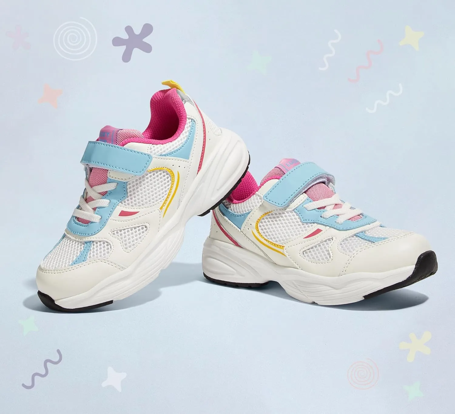 LUCKY STEP Kids Tennis Running Shoes for Children Athletic Sports Gym Lightweight Casual Walking Wide Shoes Toddler School Sneakers