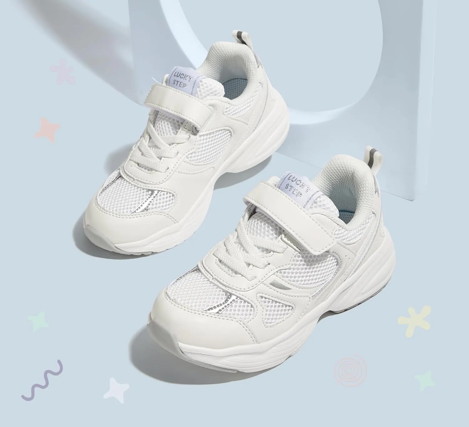 LUCKY STEP Kids Tennis Running Shoes for Children Athletic Sports Gym Lightweight Casual Walking Wide Shoes Toddler School Sneakers