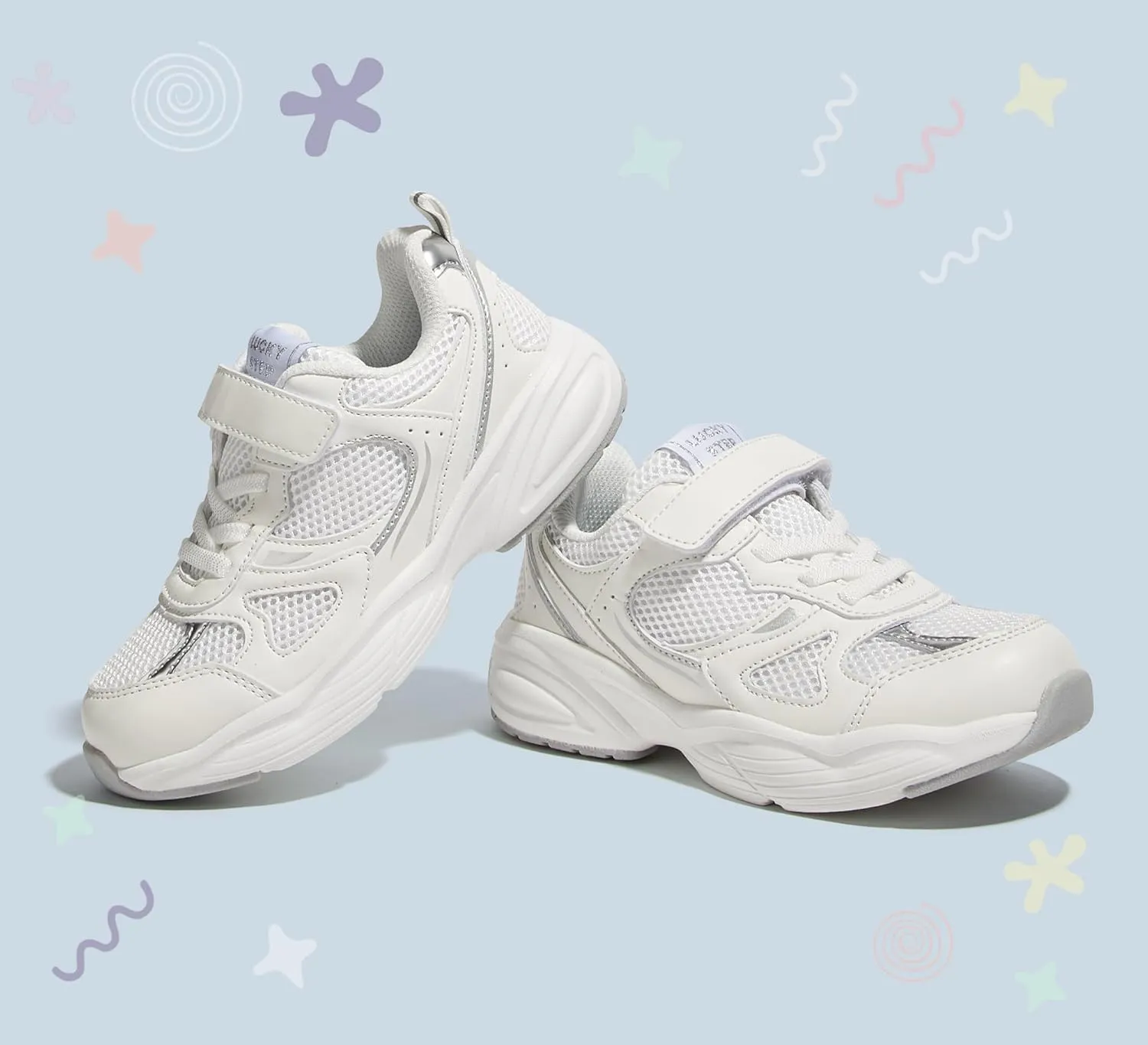 LUCKY STEP Kids Tennis Running Shoes for Children Athletic Sports Gym Lightweight Casual Walking Wide Shoes Toddler School Sneakers
