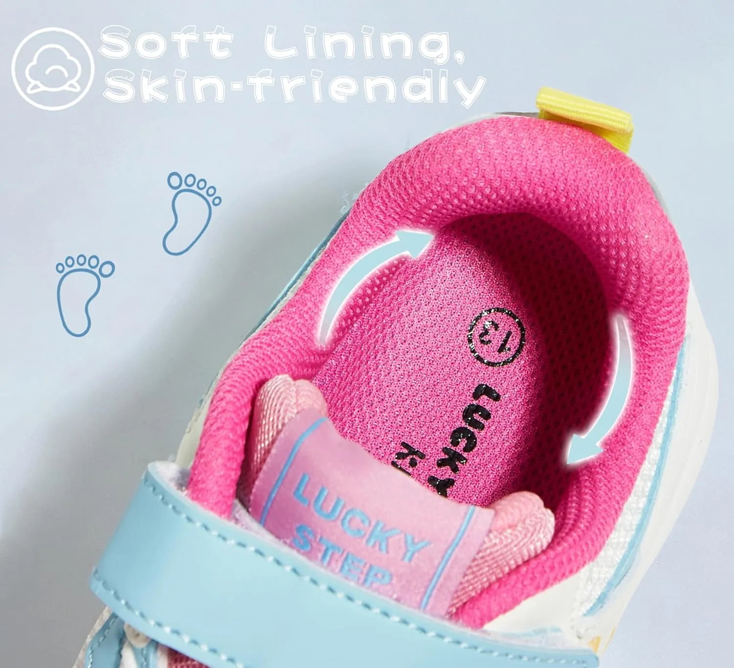 LUCKY STEP Kids Tennis Running Shoes for Children Athletic Sports Gym Lightweight Casual Walking Wide Shoes Toddler School Sneakers