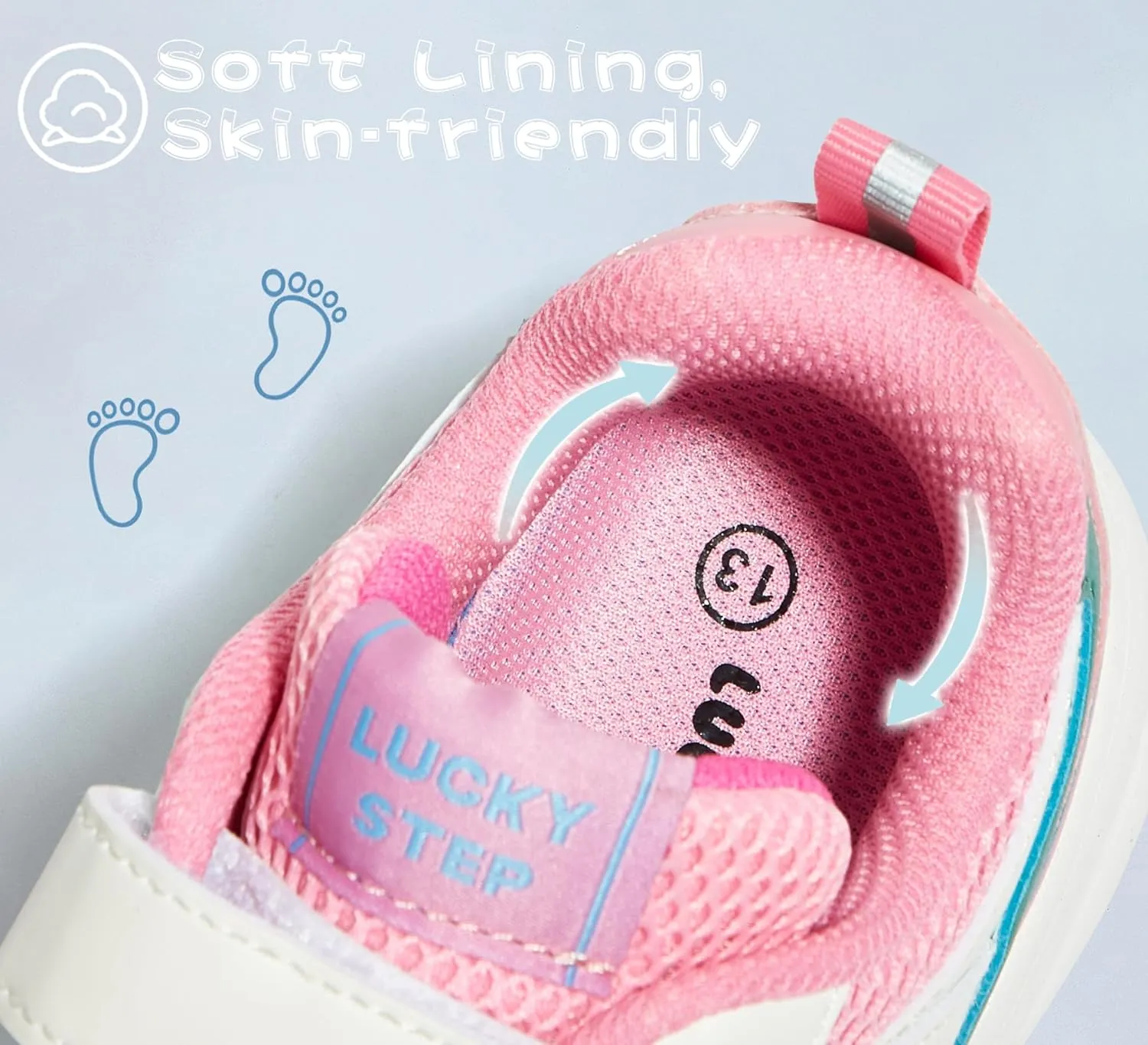 LUCKY STEP Kids Tennis Running Shoes for Children Athletic Sports Gym Lightweight Casual Walking Wide Shoes Toddler School Sneakers