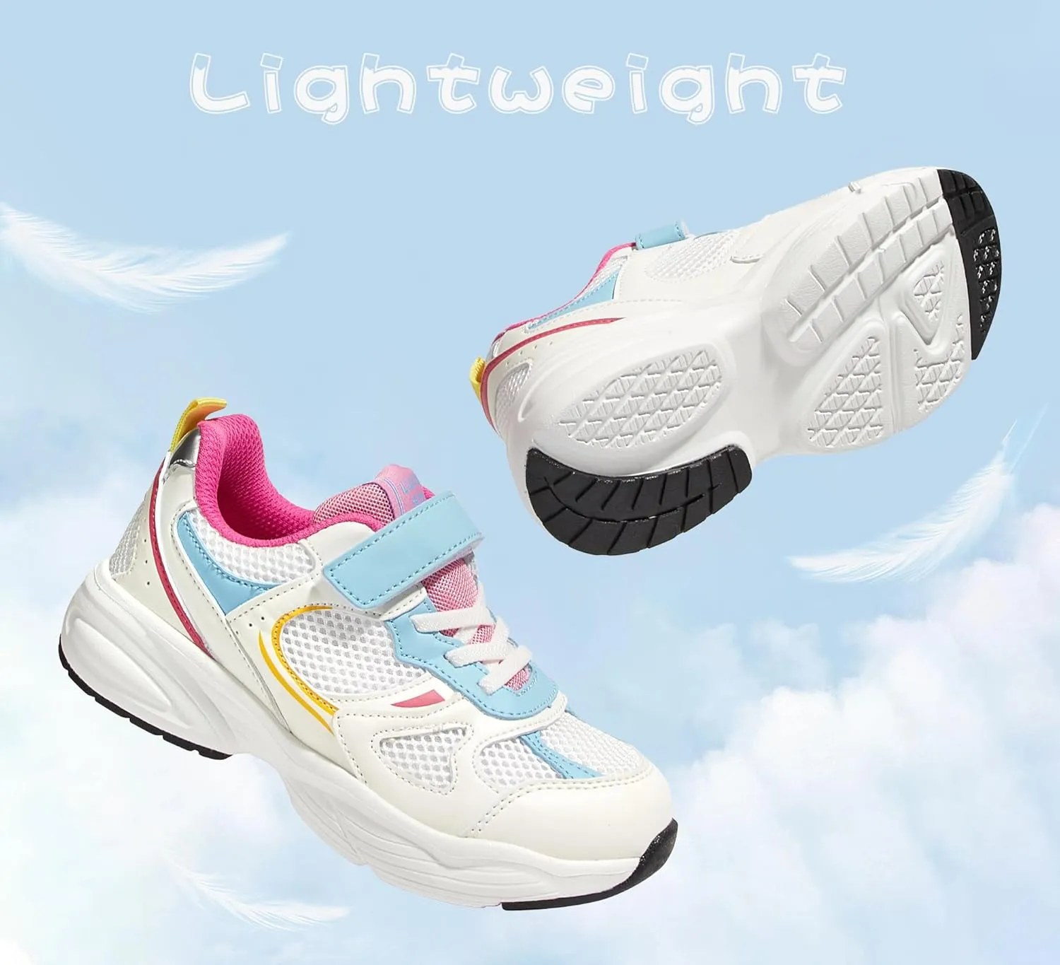 LUCKY STEP Kids Tennis Running Shoes for Children Athletic Sports Gym Lightweight Casual Walking Wide Shoes Toddler School Sneakers