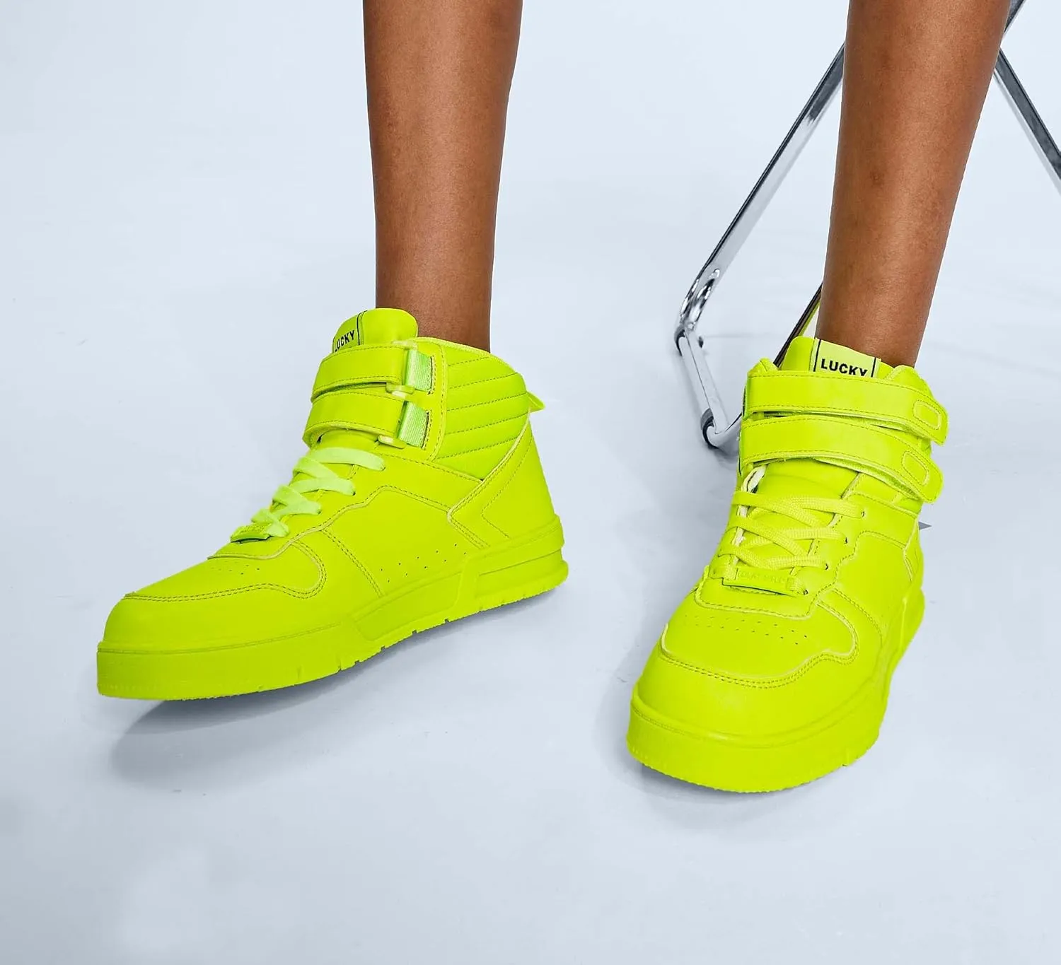 LUCKY STEP Women's High Top Fashion Sneakers Basketball Ankle Boots Walking Tennis Shoes Platform Hook and Loop Casual Faux Leather Sneaker