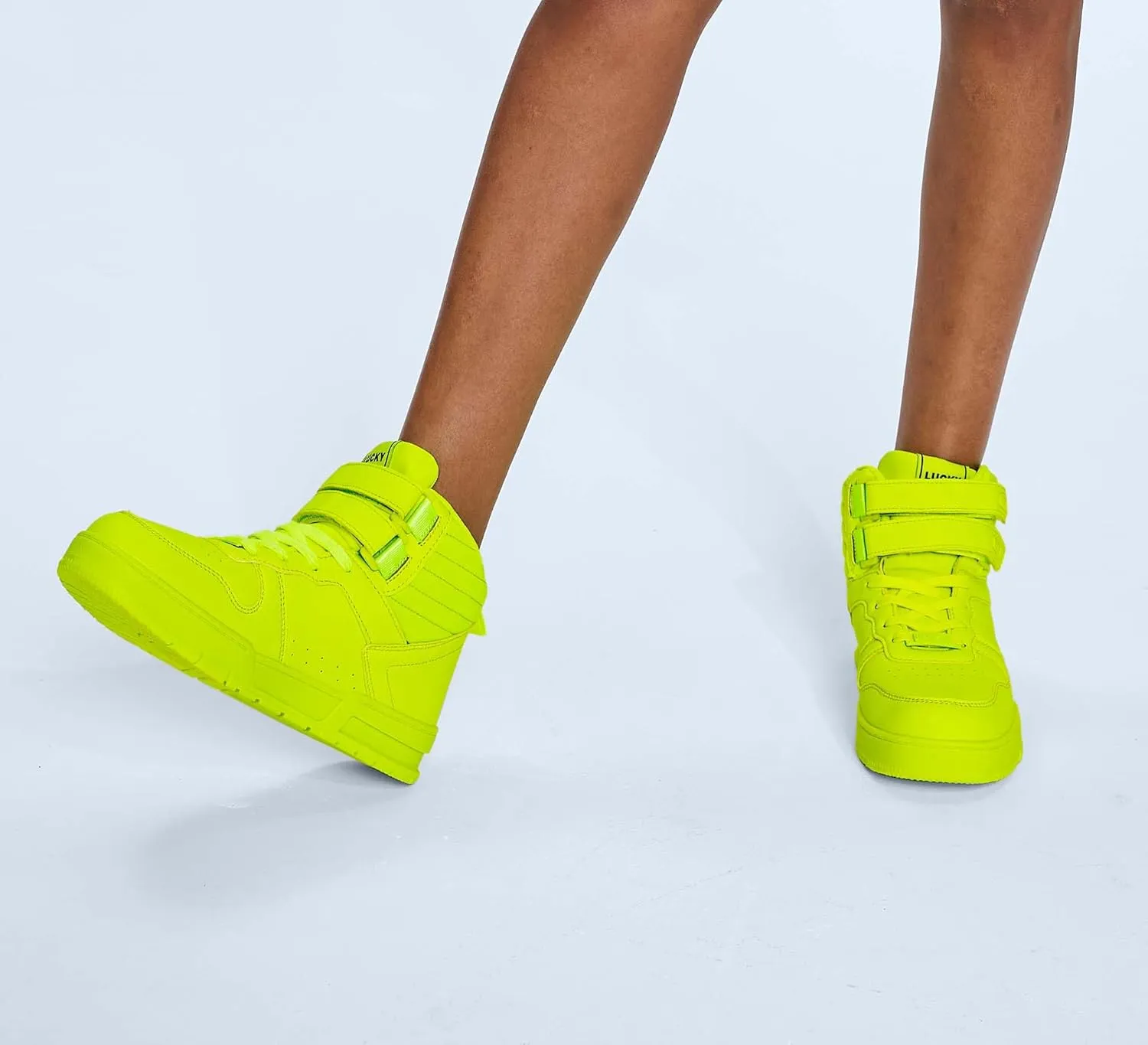 LUCKY STEP Women's High Top Fashion Sneakers Basketball Ankle Boots Walking Tennis Shoes Platform Hook and Loop Casual Faux Leather Sneaker