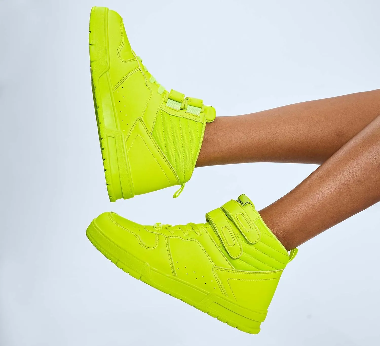 LUCKY STEP Women's High Top Fashion Sneakers Basketball Ankle Boots Walking Tennis Shoes Platform Hook and Loop Casual Faux Leather Sneaker
