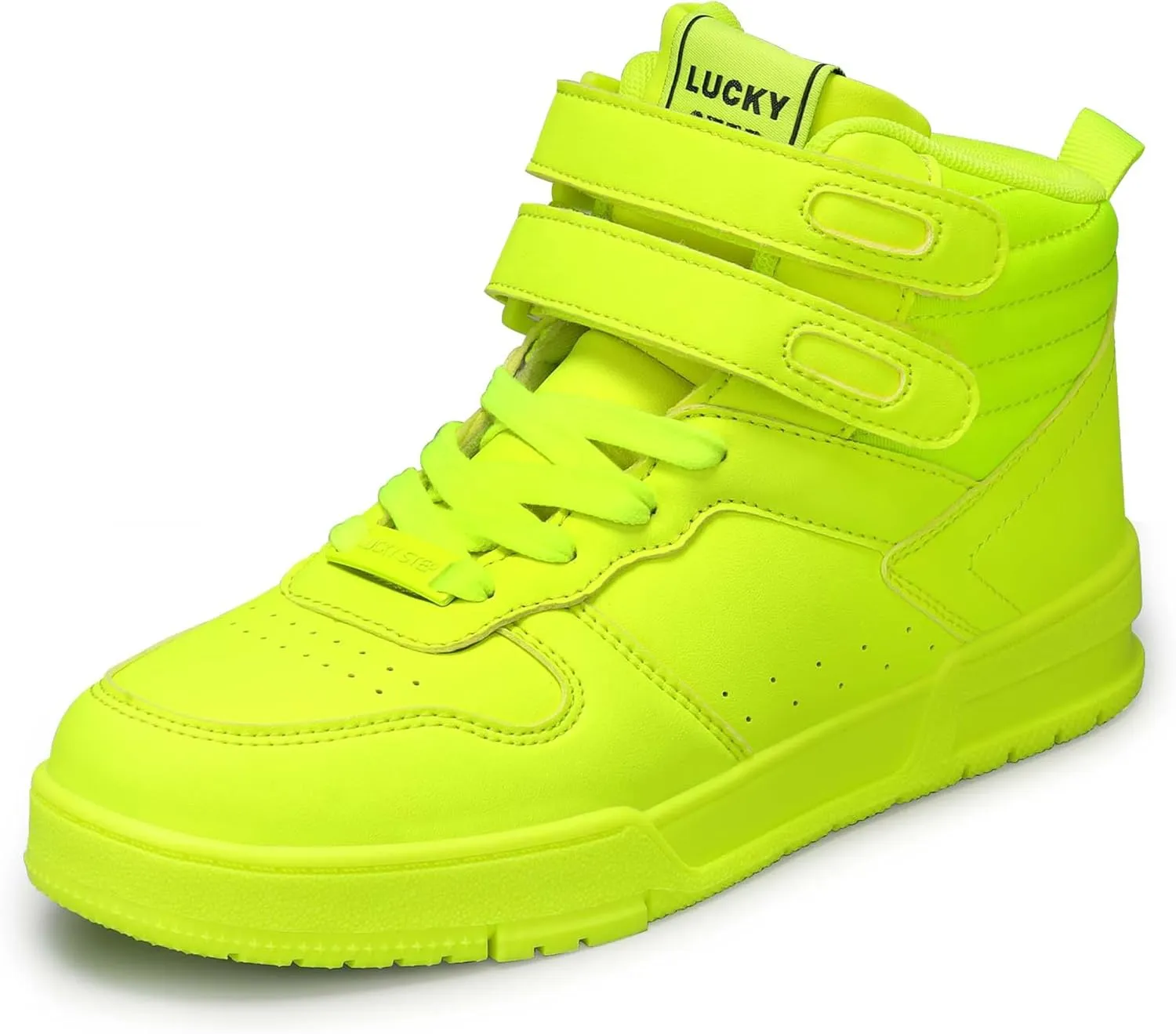 LUCKY STEP Women's High Top Fashion Sneakers Basketball Ankle Boots Walking Tennis Shoes Platform Hook and Loop Casual Faux Leather Sneaker