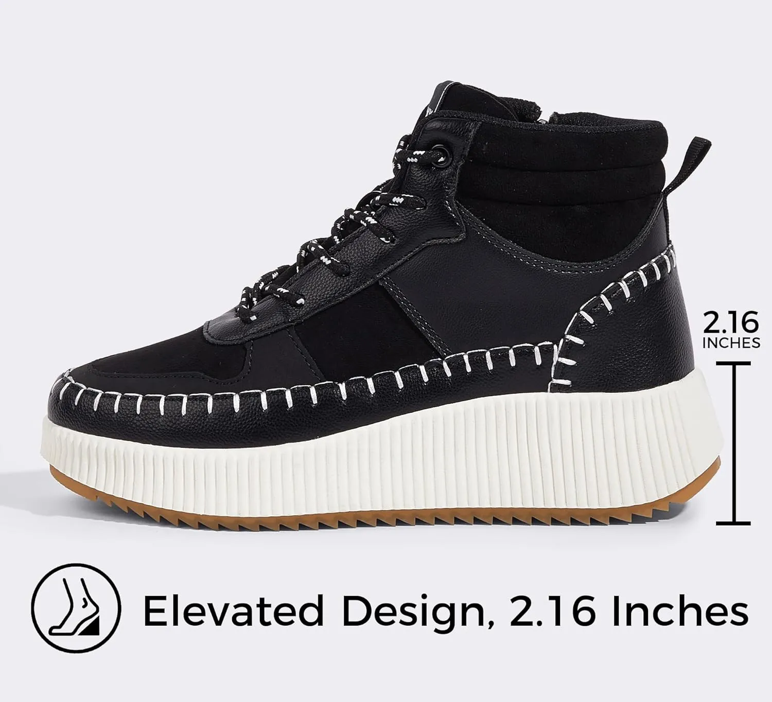 LUCKY STEP Women's Platform High Top Sneakers Fashion Zipper Woven Chunky Ankle Boots Casual Tennis Retro Braided Walking Shoes