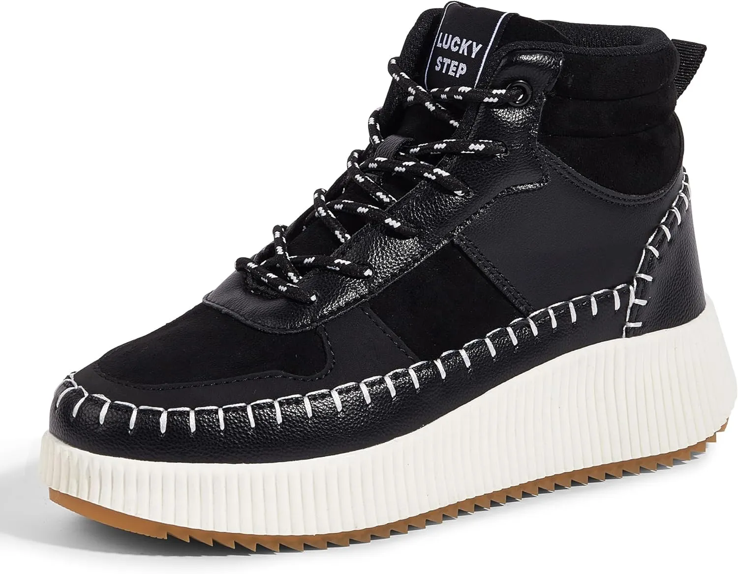 LUCKY STEP Women's Platform High Top Sneakers Fashion Zipper Woven Chunky Ankle Boots Casual Tennis Retro Braided Walking Shoes