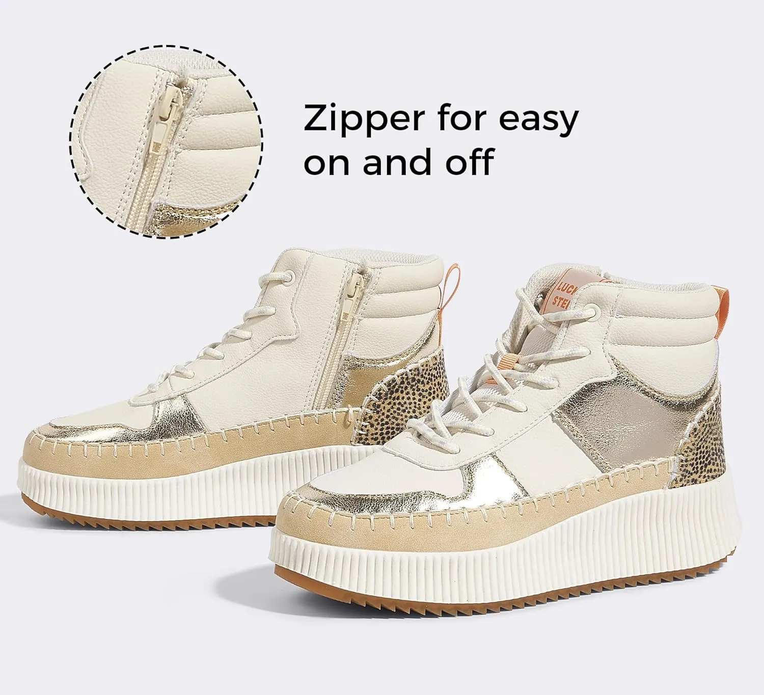 LUCKY STEP Women's Platform High Top Sneakers Fashion Zipper Woven Chunky Ankle Boots Casual Tennis Retro Braided Walking Shoes