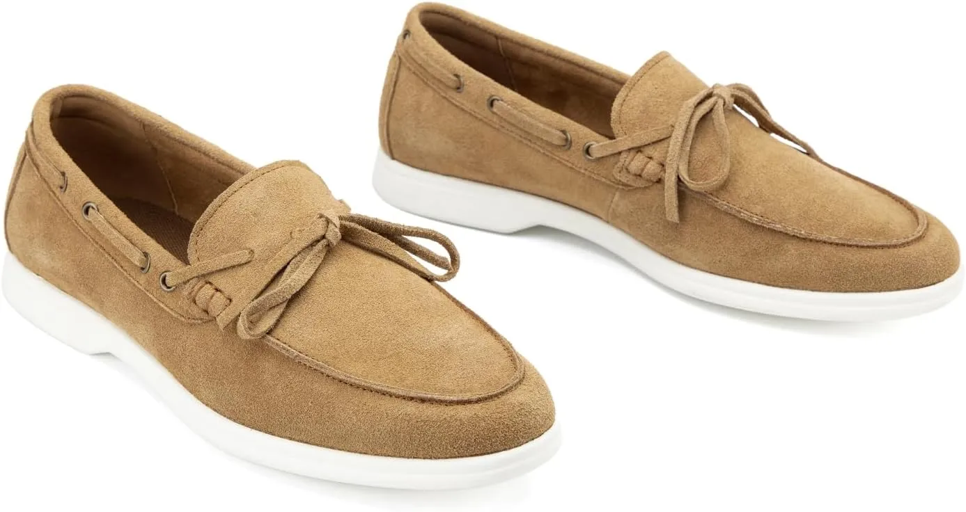 Meijiana Men's Genuine Leather Loafers Slip-On Moccasins Suede Dress Shoes, Lightweight and Breathable with Rubber Sole Stylish Mens Loafers