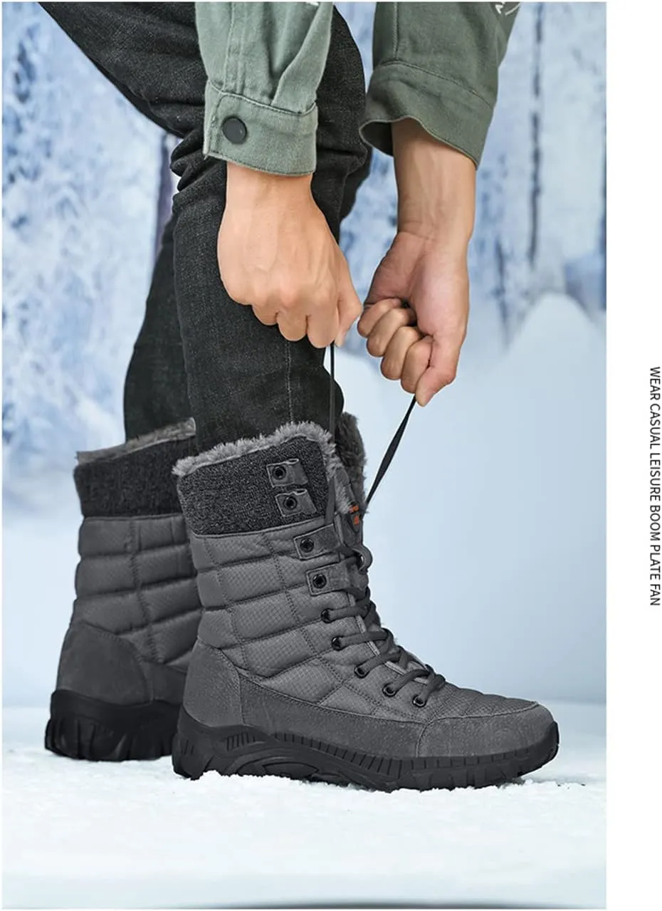 Men High Top Hiking Shoes Winter Anti-Slip Warm Mens Snow Shoes Outdoor Climbing Trekking Shoes Boots