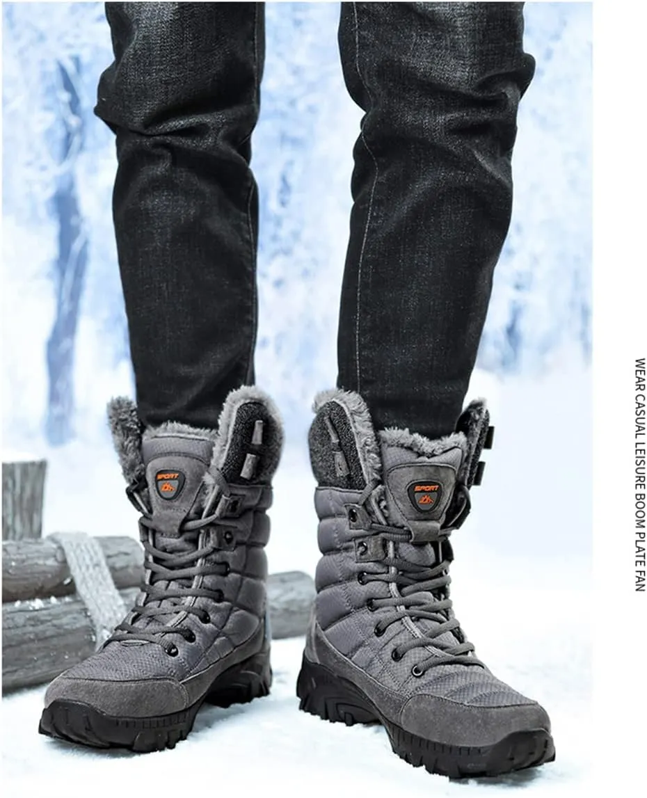 Men High Top Hiking Shoes Winter Anti-Slip Warm Mens Snow Shoes Outdoor Climbing Trekking Shoes Boots