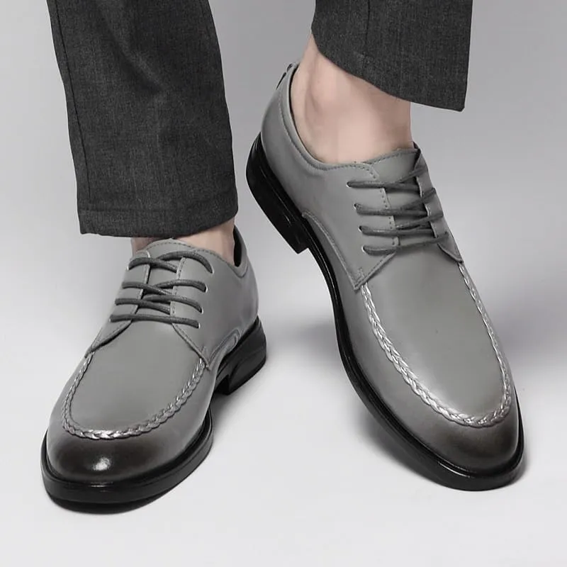 Men Versatile Casual Business Dress Oxfords Shoes Comfortable Lightweight Lace-up Leather Shoes Fashionable Low Top Non Slip Walking Loafers