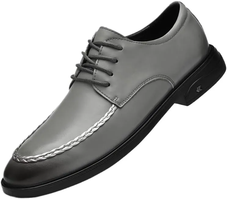 Men Versatile Casual Business Dress Oxfords Shoes Comfortable Lightweight Lace-up Leather Shoes Fashionable Low Top Non Slip Walking Loafers