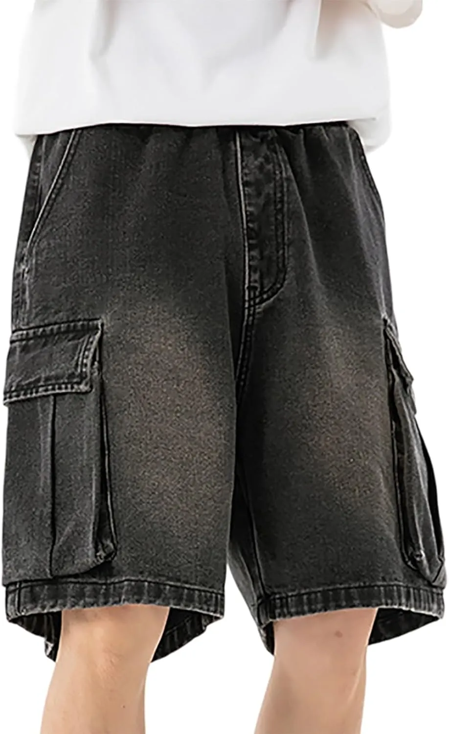 Men Y2K Vintage Baggy Jean Shorts Summer Casual Hip Hop Mid Loose Denim Shorts Trendy Outfits