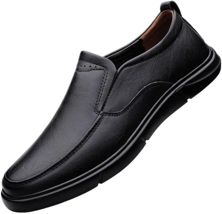 Men's Breathable Slip-On Leather Loafers, Casual Business Dress Shoes, Comfortable Outdoor Footwear, Lightweight Mens Loafers Flats, Versatile Leather Shoes for Men