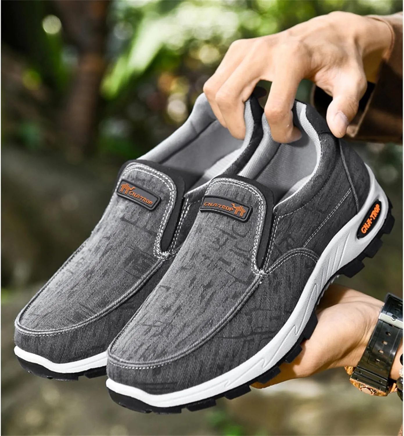 Men's Canvas Slip-On Casual Flat Loafers,Retro Lightweight Breathable Causal Deck Shoes Outdoor Soft Sole Walking Sneakers Orthopedic Non-Slip Boat Driving Shoes
