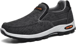 Men's Canvas Slip-On Casual Flat Loafers,Retro Lightweight Breathable Causal Deck Shoes Outdoor Soft Sole Walking Sneakers Orthopedic Non-Slip Boat Driving Shoes