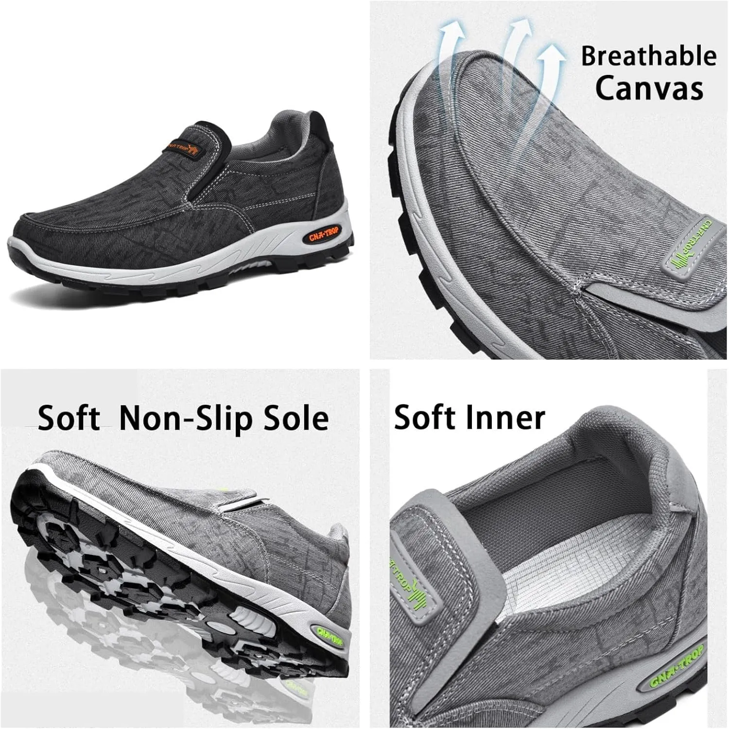 Men's Canvas Slip-On Casual Flat Loafers,Retro Lightweight Breathable Causal Deck Shoes Outdoor Soft Sole Walking Sneakers Orthopedic Non-Slip Boat Driving Shoes