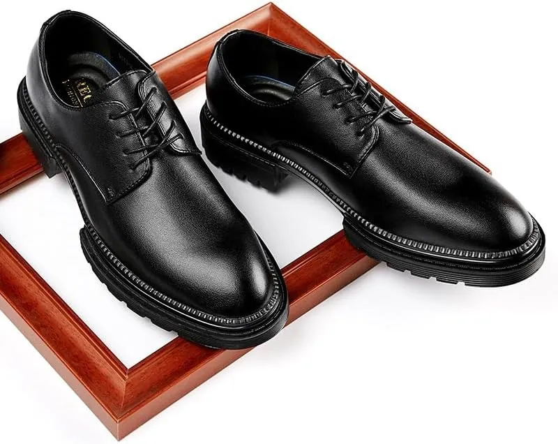 Men's Casual Business Soft Sole Formal British Thick Sole Round Strap Design Suitable for Daily Travel Breathable Versatile Comfortable and Wear-Resistant