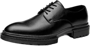 Men's Casual Business Soft Sole Formal British Thick Sole Round Strap Design Suitable for Daily Travel Breathable Versatile Comfortable and Wear-Resistant