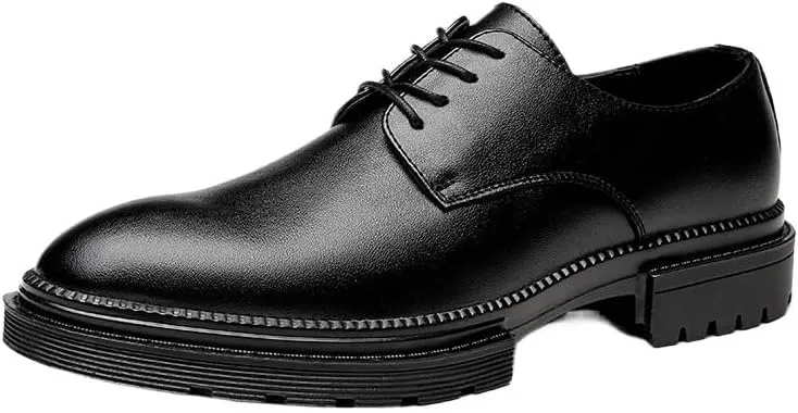 Men's Casual Business Soft Sole Formal British Thick Sole Round Strap Design Suitable for Daily Travel Breathable Versatile Comfortable and Wear-Resistant
