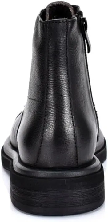 Men's Casual Lace-up Combat Boots Shoes Thick-Soled Comfortable Shoes Round Toe Leather Zipper Non-Slip Rubber Soft Sole Breathable Lining Shoes(D,10.5)