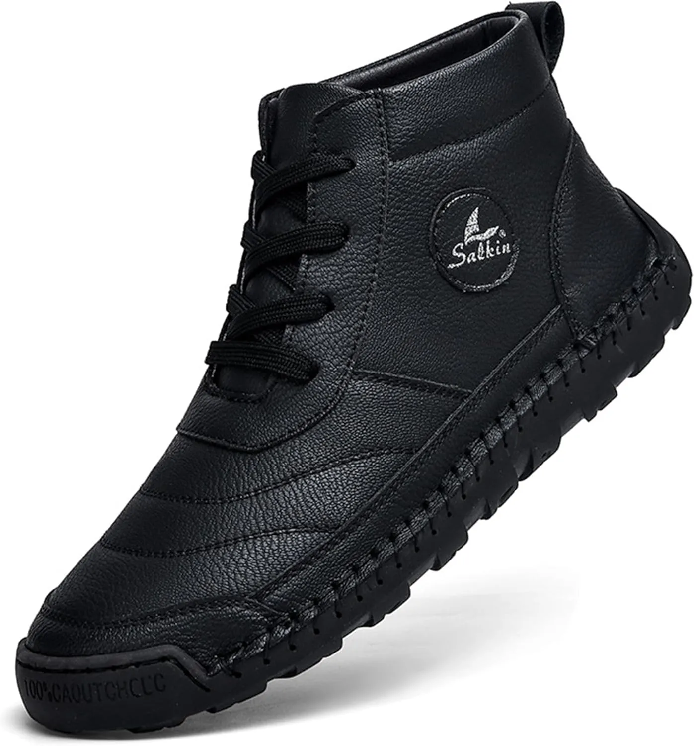 Men's Casual Leather Handmade High Boots Fashion Lace-Up Non-Slip Sneakers Outdoor Comfort Retro Walking Driving Ankle Chukka Bootie