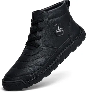 Men's Casual Leather Handmade High Boots Fashion Lace-Up Non-Slip Sneakers Outdoor Comfort Retro Walking Driving Ankle Chukka Bootie