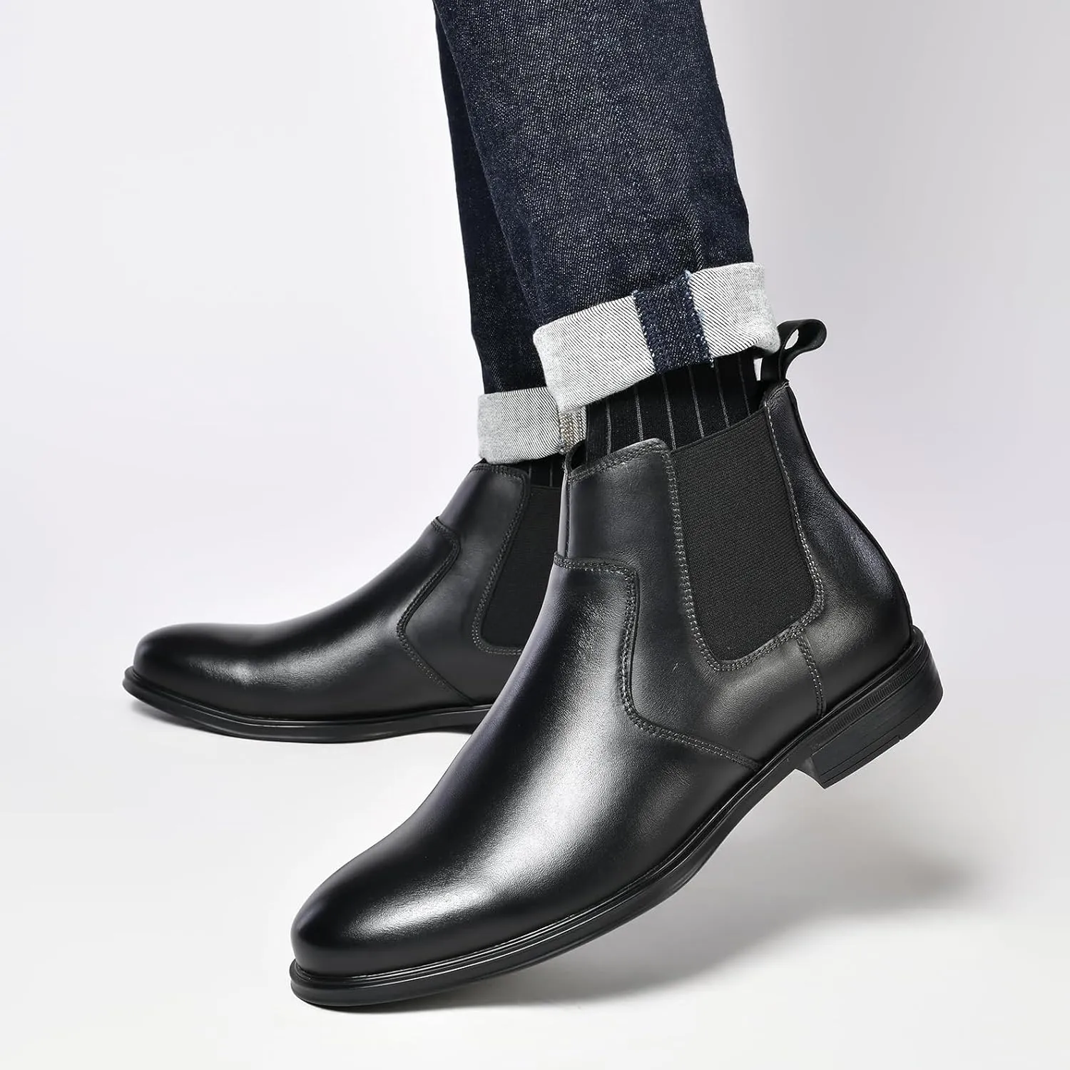 Mens Chelsea Dress Boots Classic Stylish Casual Leather Slip On Ankle Boot for Men