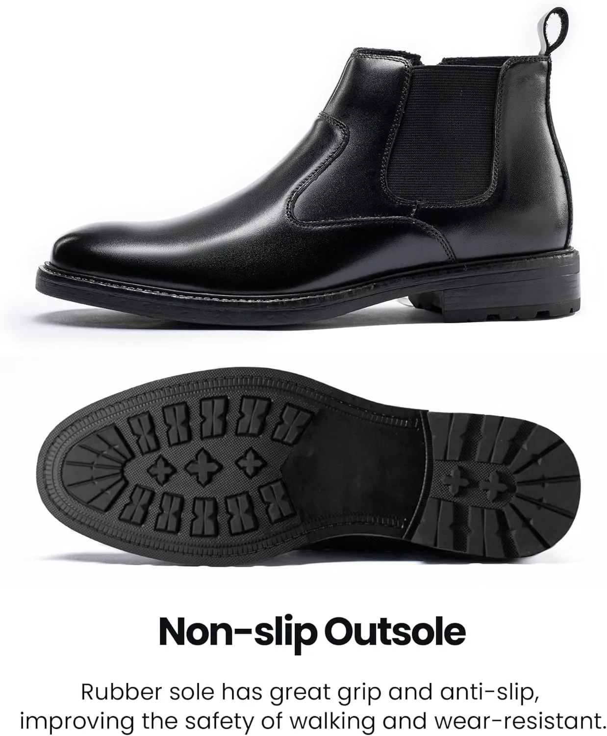 Mens Chelsea Dress Boots Classic Stylish Casual Leather Slip On Ankle Boot for Men