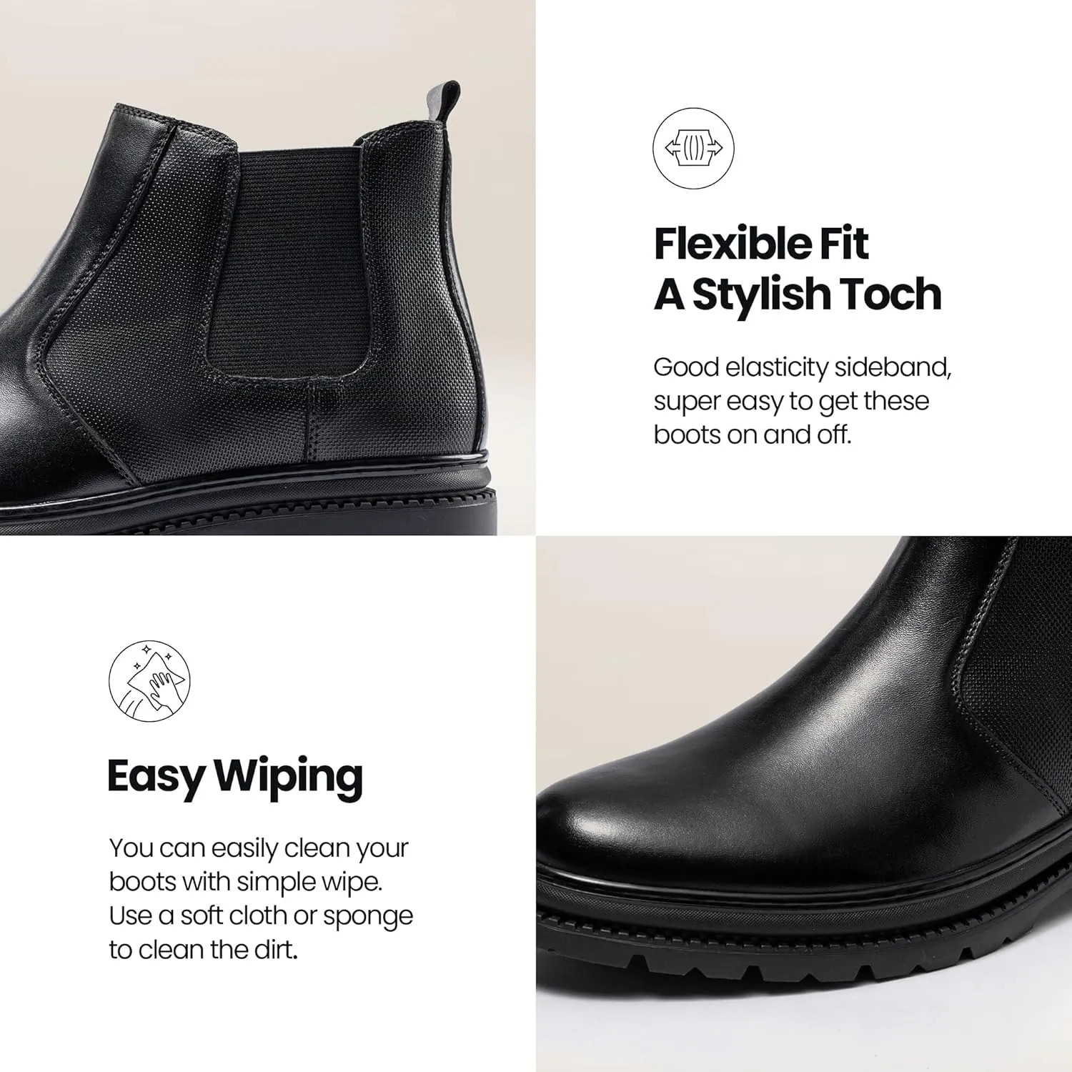 Mens Chelsea Dress Boots Classic Stylish Casual Leather Slip On Ankle Boot for Men