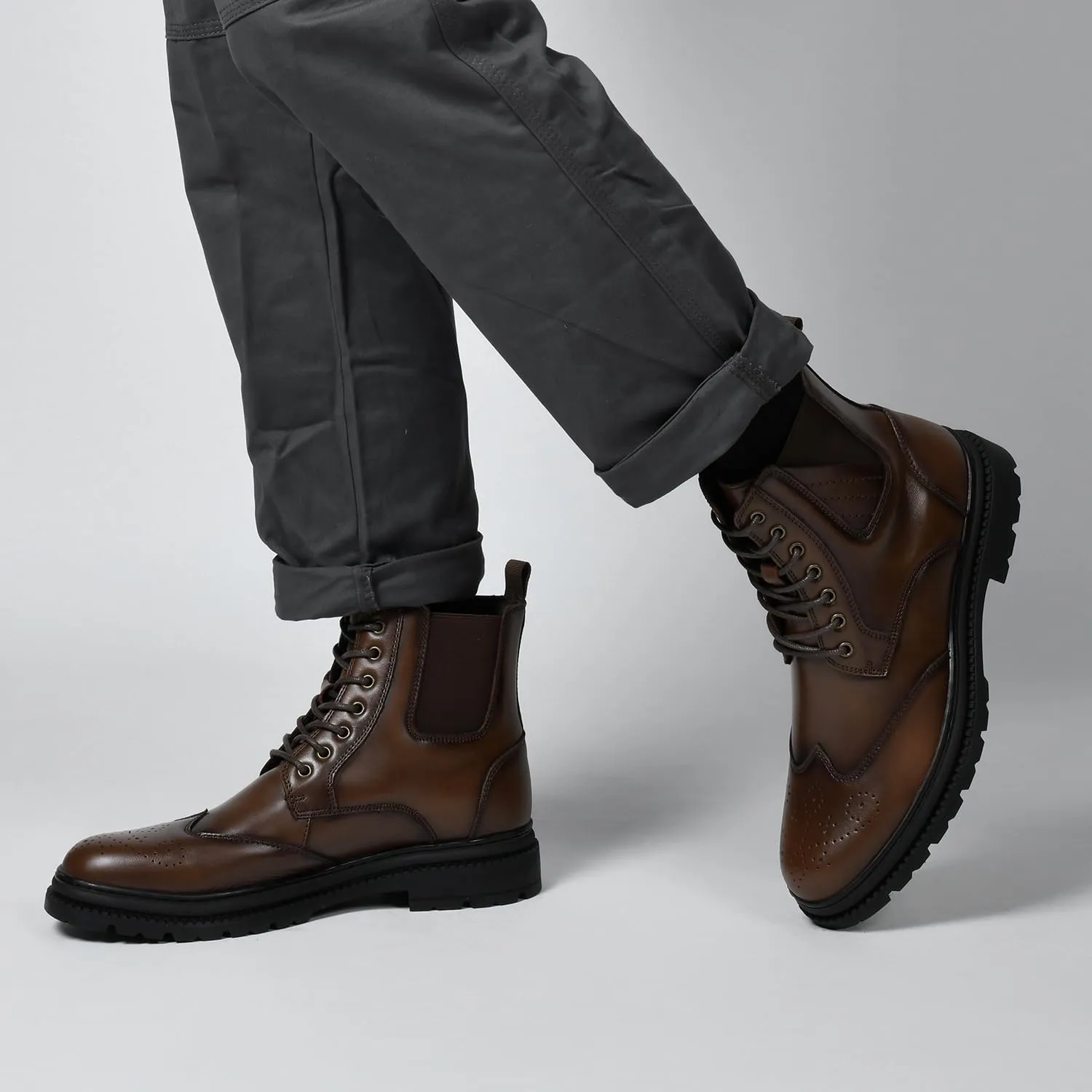 Mens Chelsea Dress Boots Classic Stylish Casual Leather Slip On Ankle Boot for Men