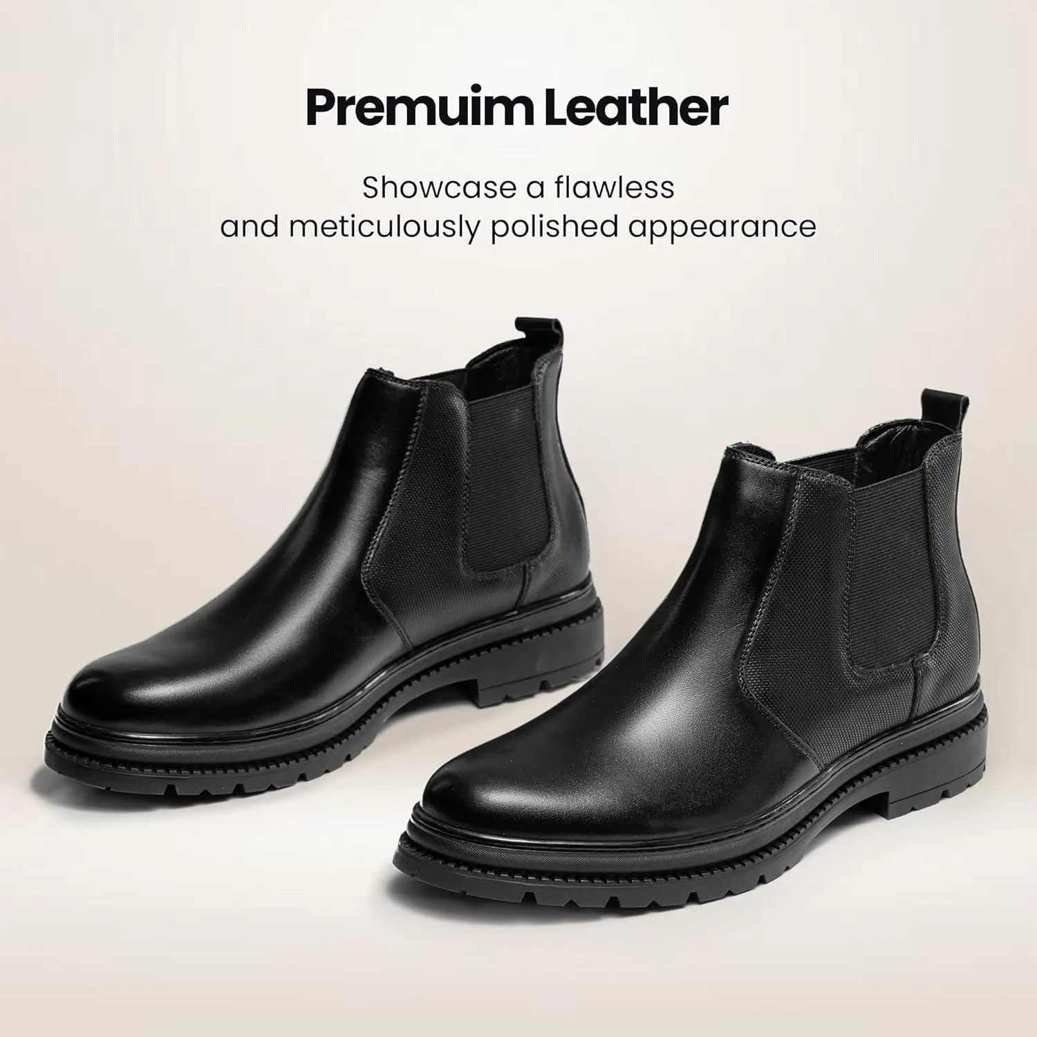 Mens Chelsea Dress Boots Classic Stylish Casual Leather Slip On Ankle Boot for Men