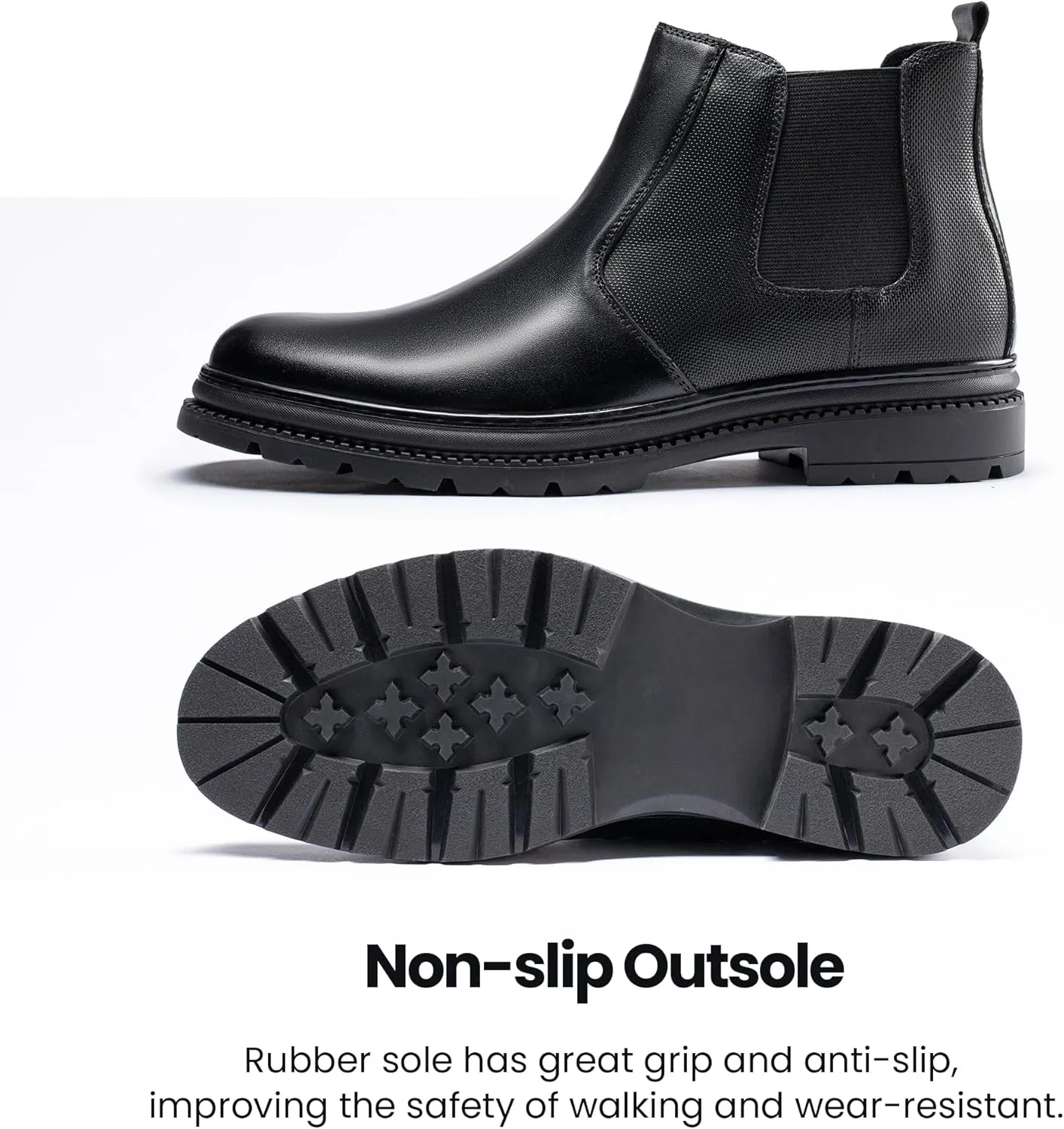 Mens Chelsea Dress Boots Classic Stylish Casual Leather Slip On Ankle Boot for Men