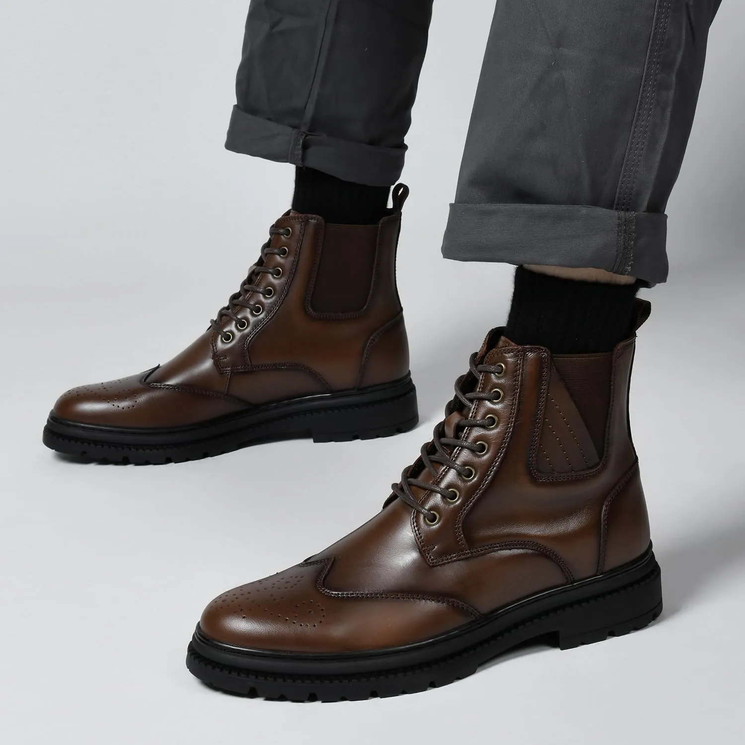 Mens Chelsea Dress Boots Classic Stylish Casual Leather Slip On Ankle Boot for Men