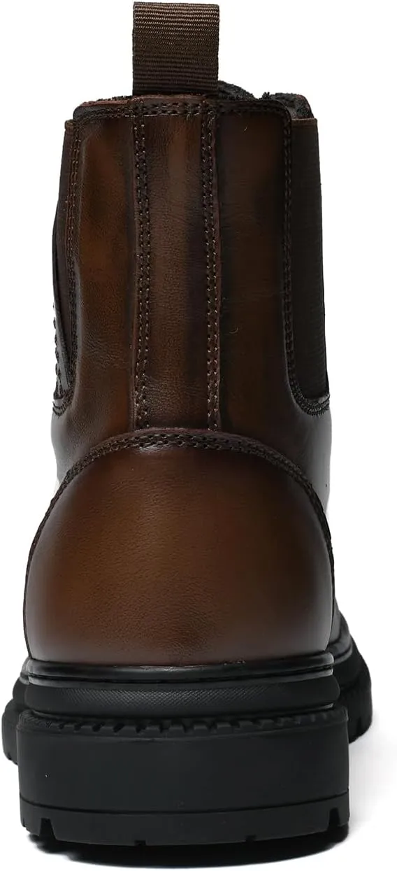 Mens Chelsea Dress Boots Classic Stylish Casual Leather Slip On Ankle Boot for Men