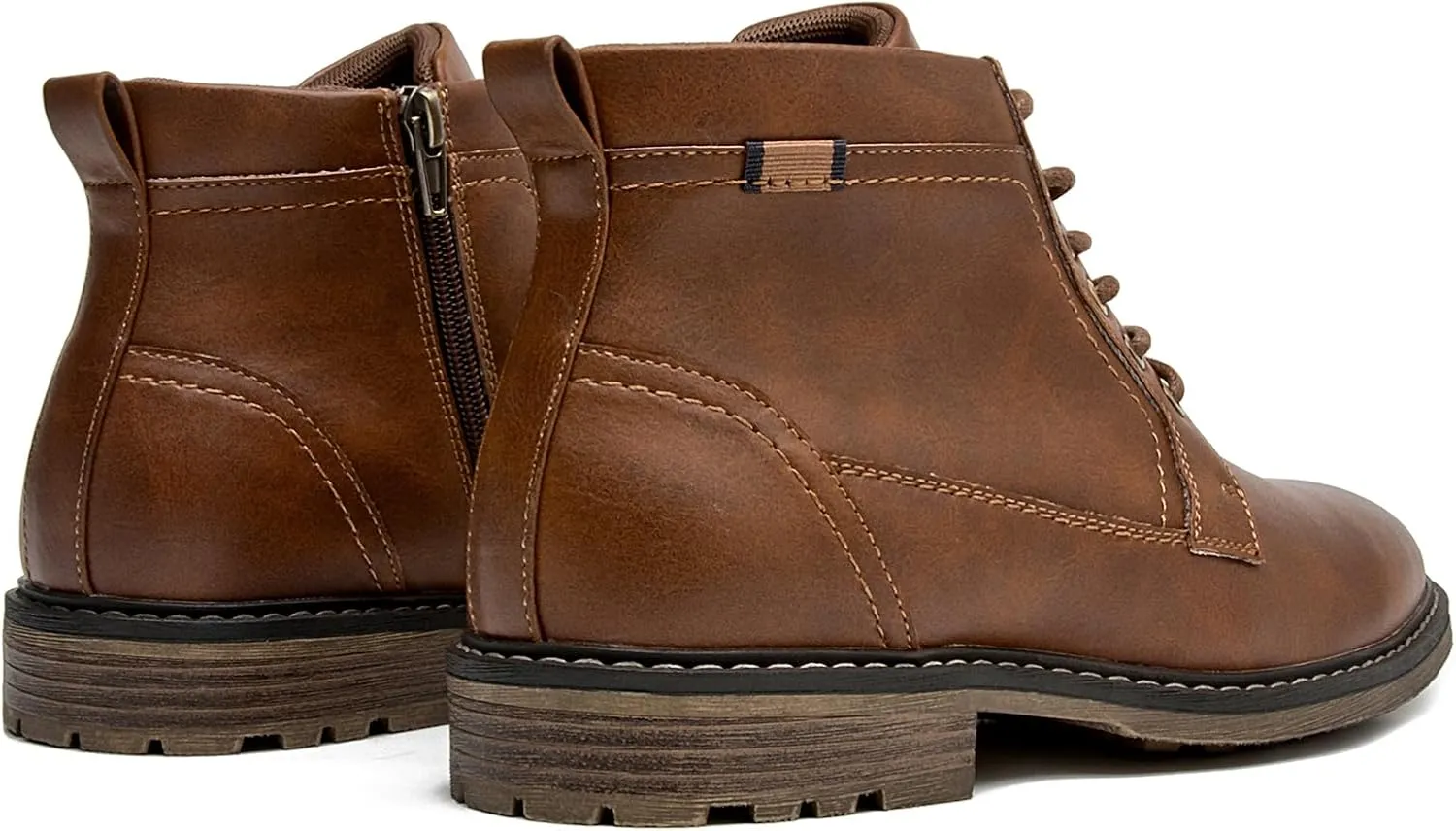 Men's Chukka Boots Casual Dress Boots Zipper Motorcycle Combat Boots Waterproof Ankle Boots Lace Up Fashion Leather Boots