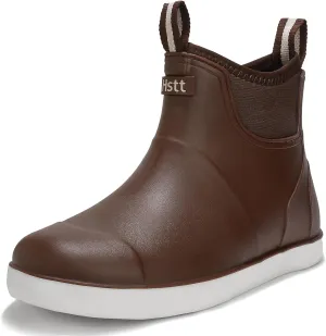 Men's Deck Boots Waterproof Fishing Rain Boots, Anti-Slip Rubber Boots Ankle Booties, High-Performance Footwear Chelsea Boots for Gardening Boating Camping Sailing
